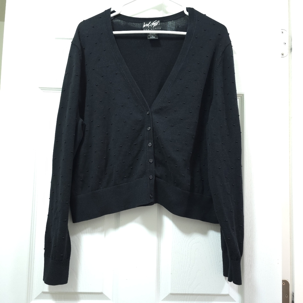 Lord & Taylor 100% Cotton Black Texured Cardigan 2X
